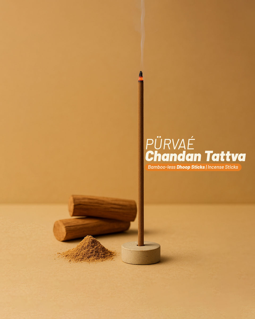 Purvae Chandan Tattva Sandalwood Bambooless Long Dhoop Sticks | Incense Sticks (200 g)