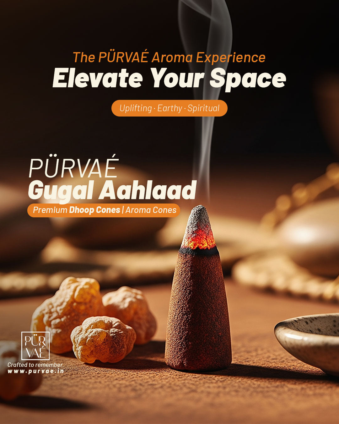 Purvae Gugal Aahlaad | Authentic Incense Cones (Natural Resin Dhoop Cones, Long-Lasting)