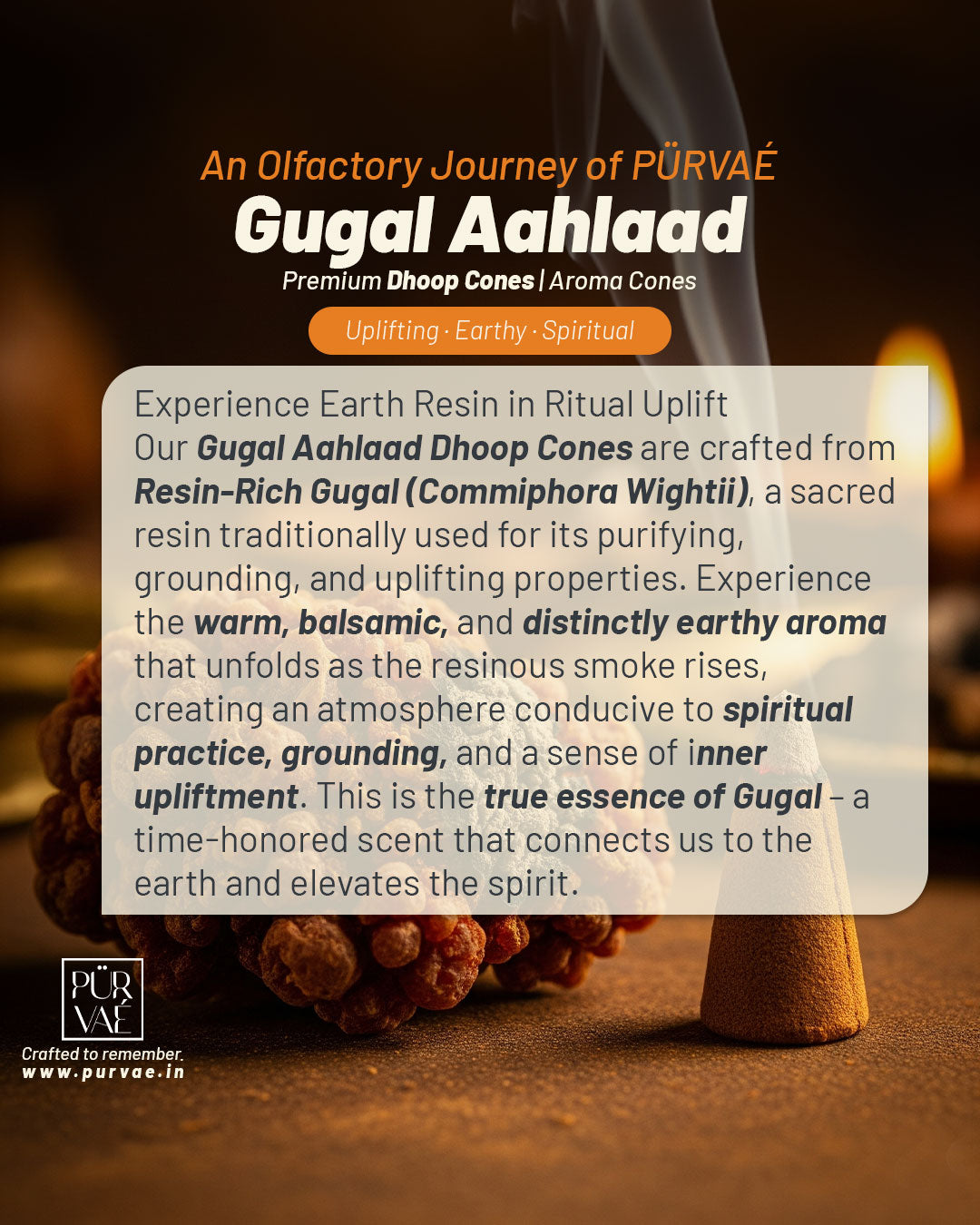 Purvae Gugal Aahlaad | Authentic Incense Cones (Natural Resin Dhoop Cones, Long-Lasting)