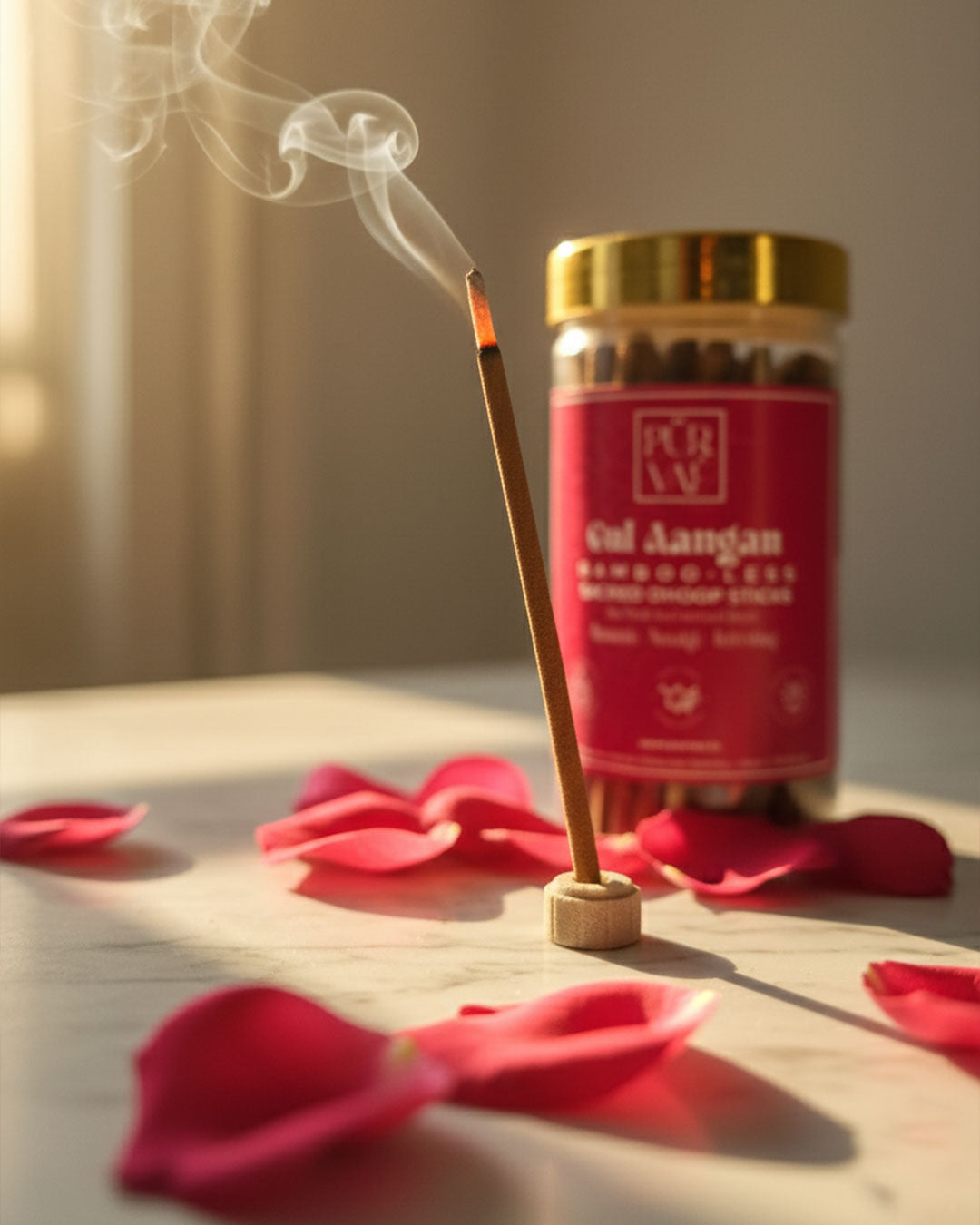 Purvae Gul Aangan Rose Bambooless Dhoop Sticks | Incense Sticks (150 g)