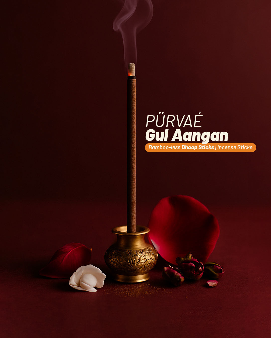 Purvae Gul Aangan Rose Bambooless Long Dhoop Sticks | Incense Sticks (200 g)