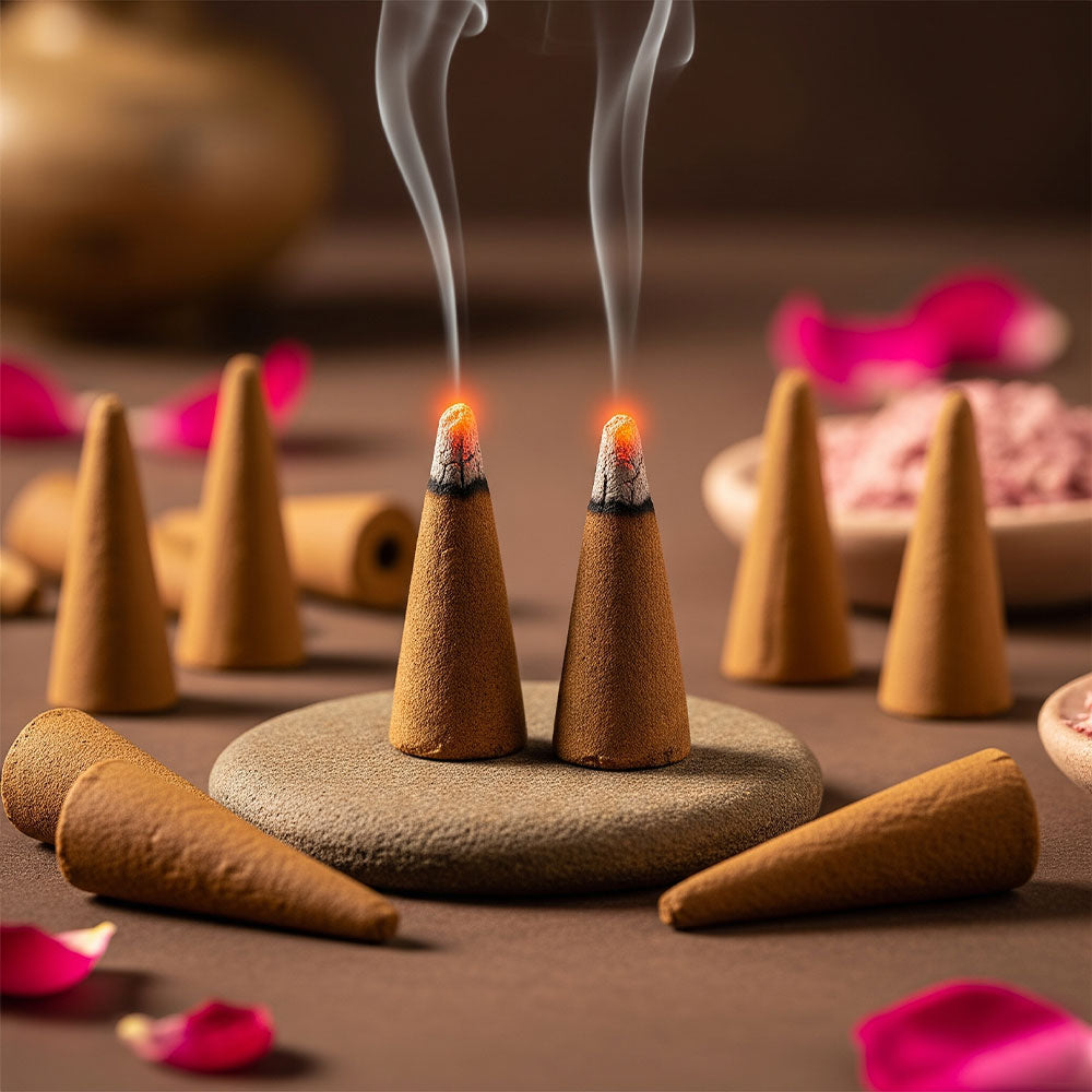 Purvae Gul Ras | Authentic Incense Cones (Natural Rose Dhoop Cones, Long-Lasting)