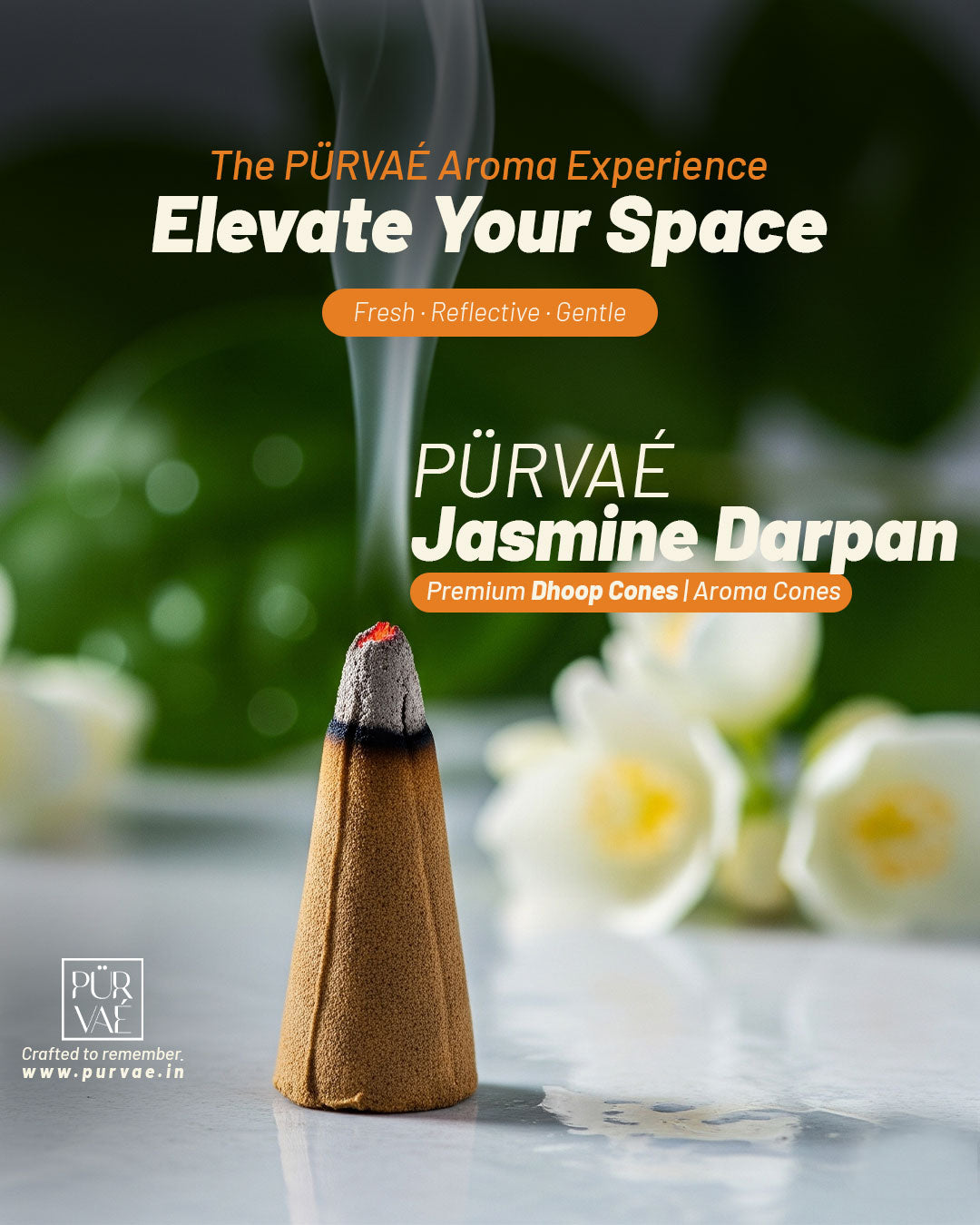 Purvae Jasmine Darpan | Authentic Incense Cones (Natural Jasmine Dhoop Cones, Long-Lasting)