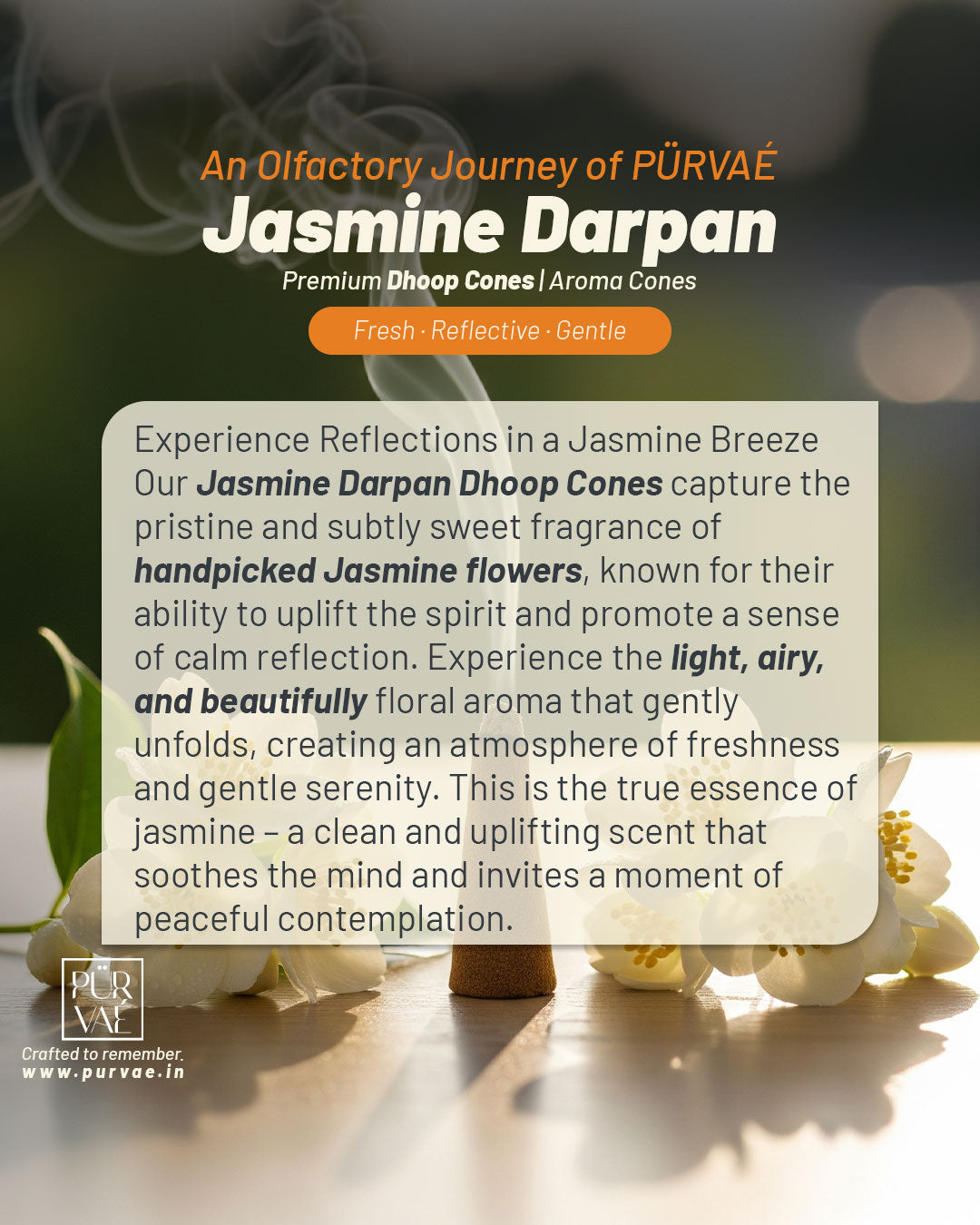 Purvae Jasmine Darpan | Authentic Incense Cones (Natural Jasmine Dhoop Cones, Long-Lasting)
