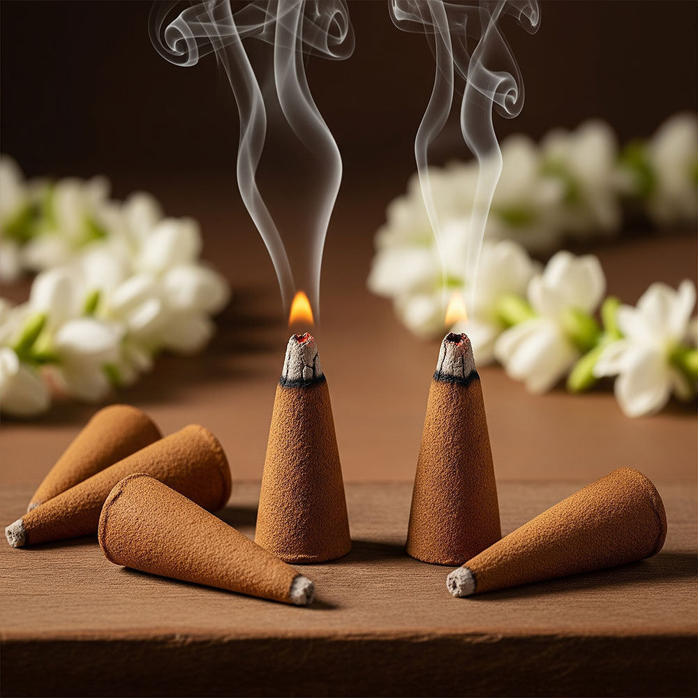 Purvae Jasmine Darpan | Authentic Incense Cones (Natural Jasmine Dhoop Cones, Long-Lasting)
