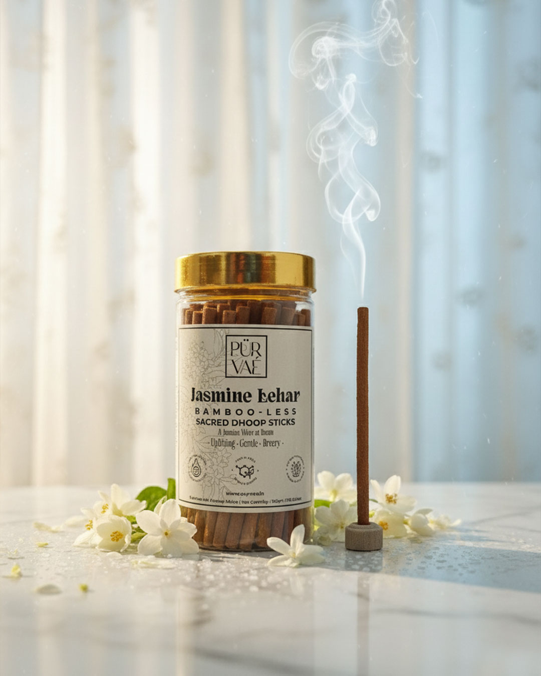 Purvae Jasmine Lehar Bambooless Dhoop Sticks | Incense Sticks (150 g)