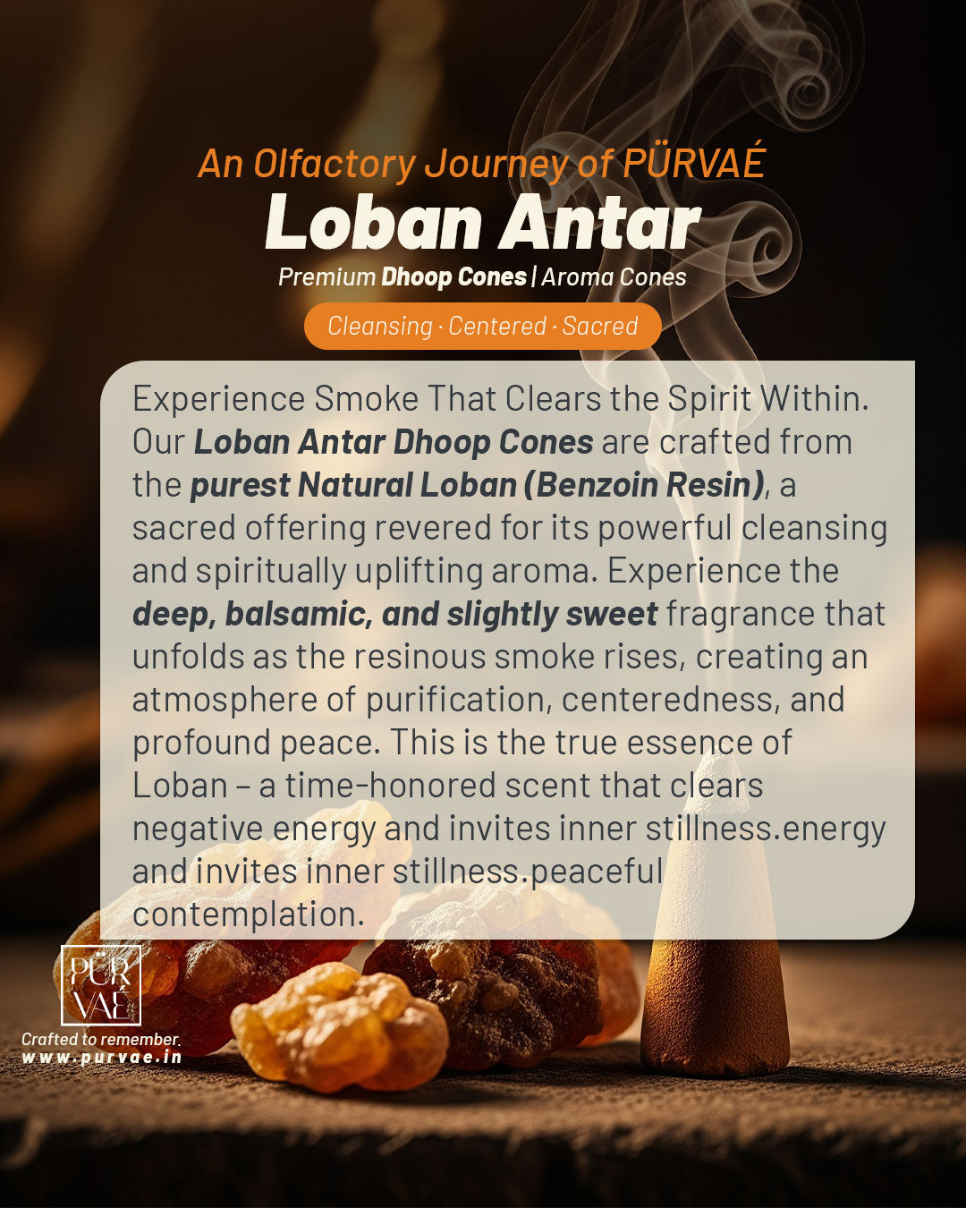 Purvae Loban Antar | Authentic Incense Cones (Natural Resin Dhoop Cones, Long-Lasting)