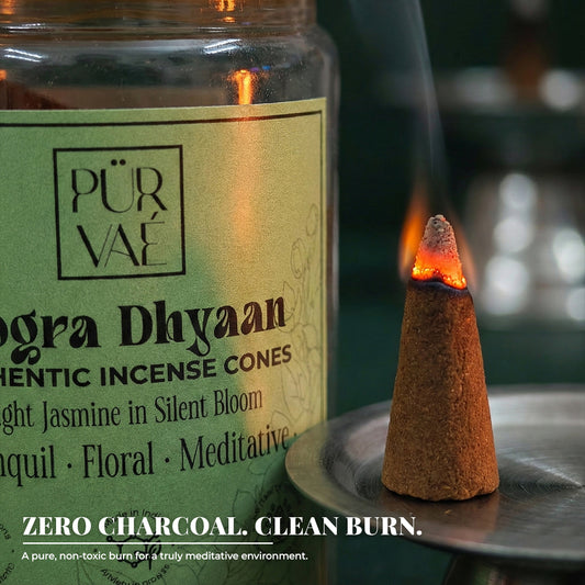 Mogra Dhyaan | Authentic Incense Cones (Natural Jasmine Dhoop Cones, Long-Lasting)