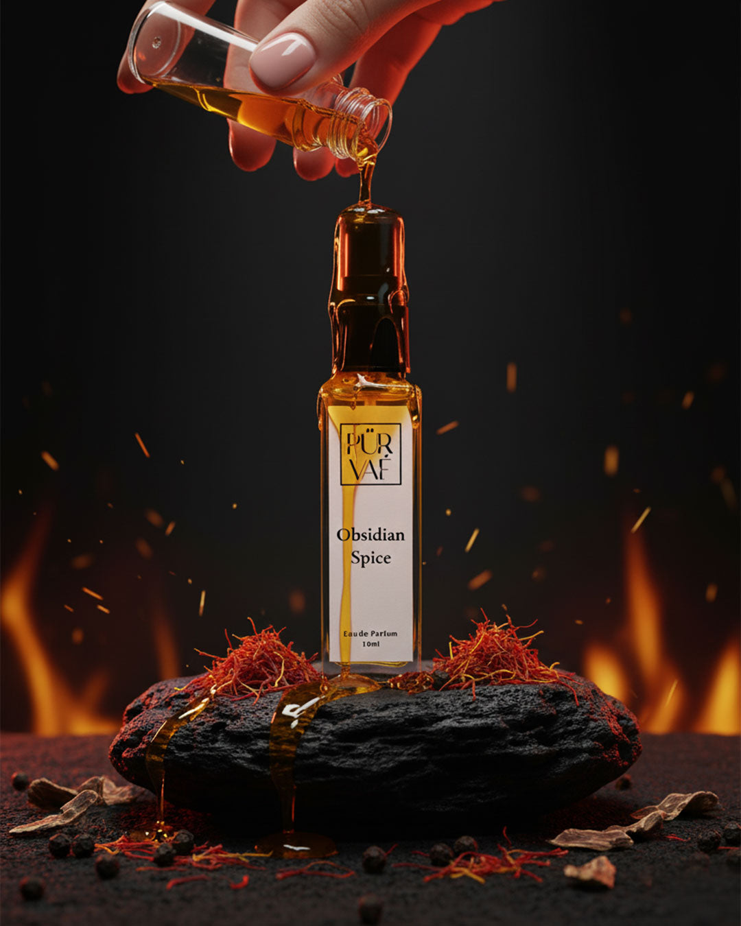 Purvae Obsidian Spice | Eau de Parfum Spray (10 ml, Unisex, 8+ hrs Long-Lasting)
