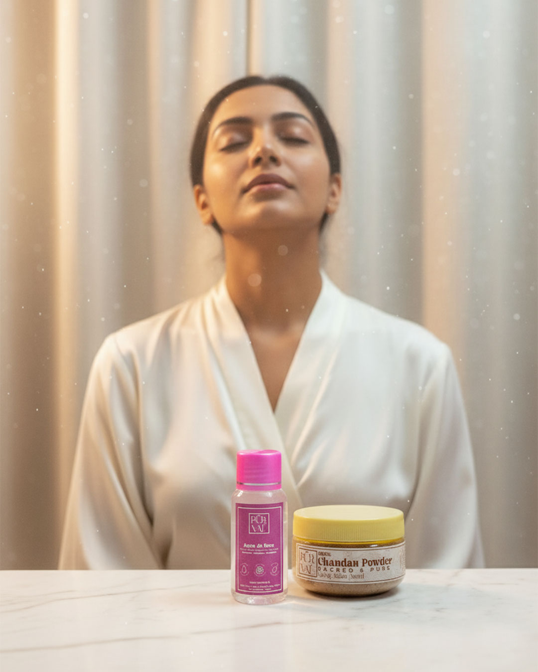 Purvae Calm Ritual | Sandalwood Powder & Rosewater Duo for Cooling & Soothing Relief