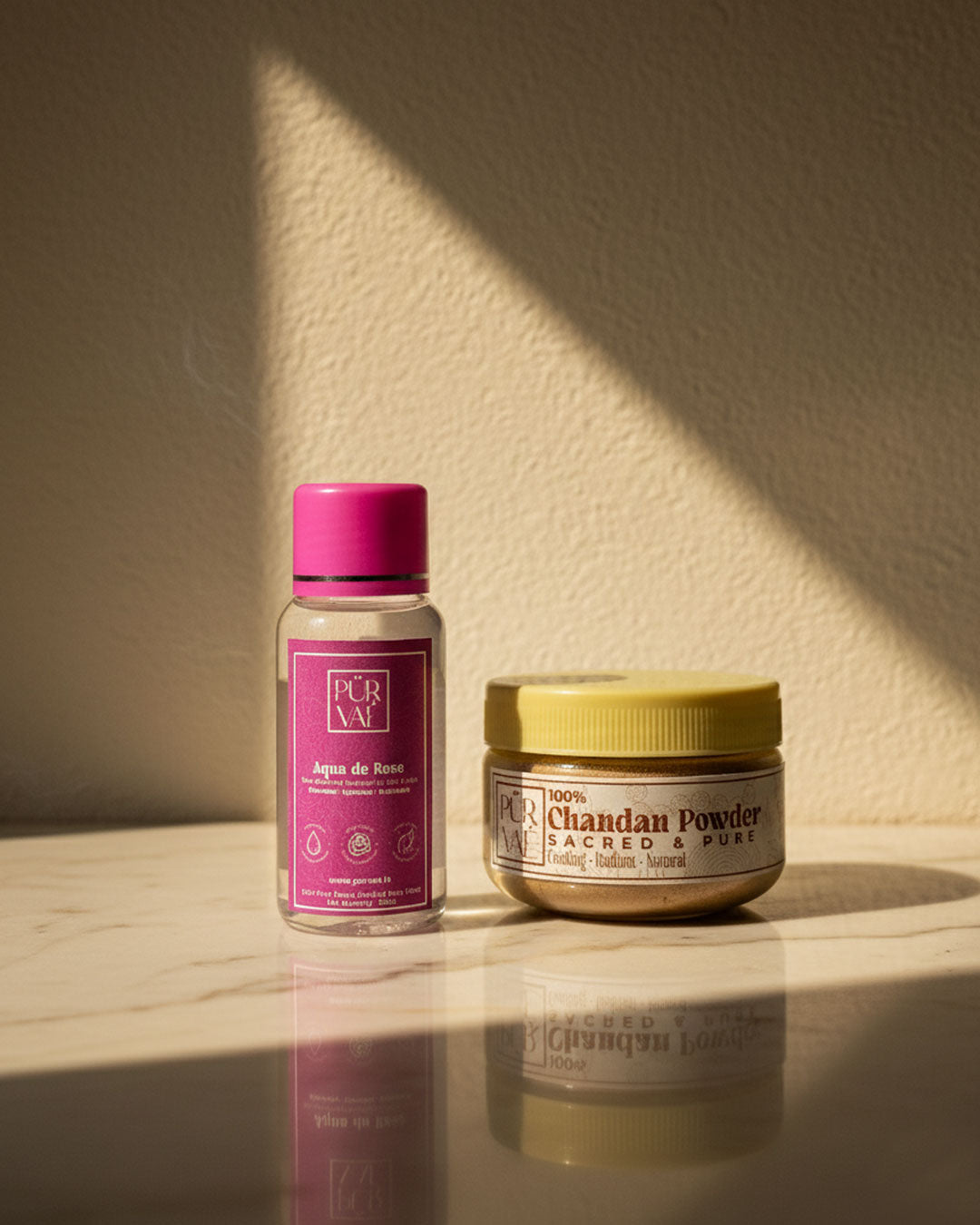 Purvae Glow Ritual | Sandalwood Powder & Rosewater Duo for Radiant Skin