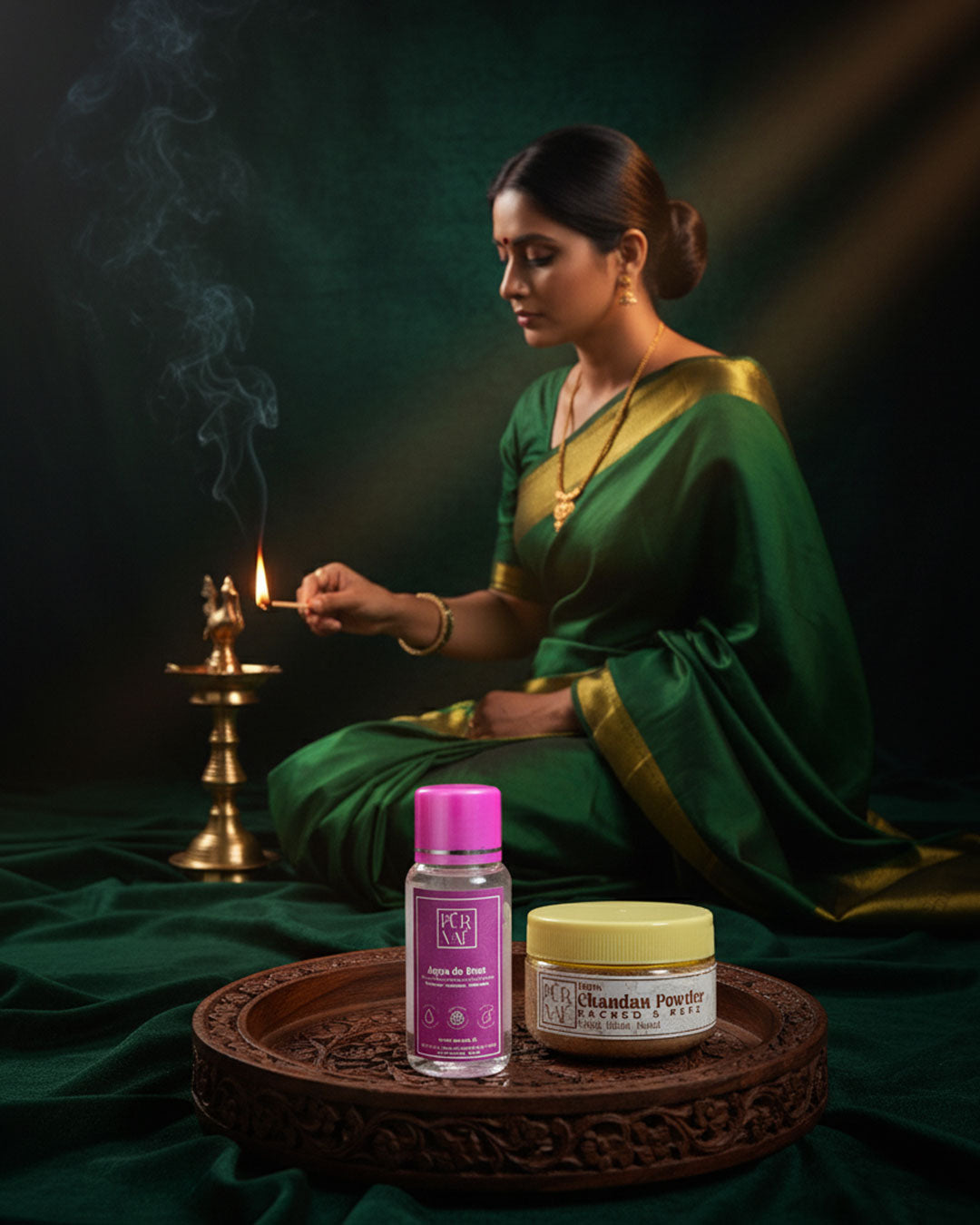 Purvae Glow Ritual | Sandalwood Powder & Rosewater Duo for Radiant Skin