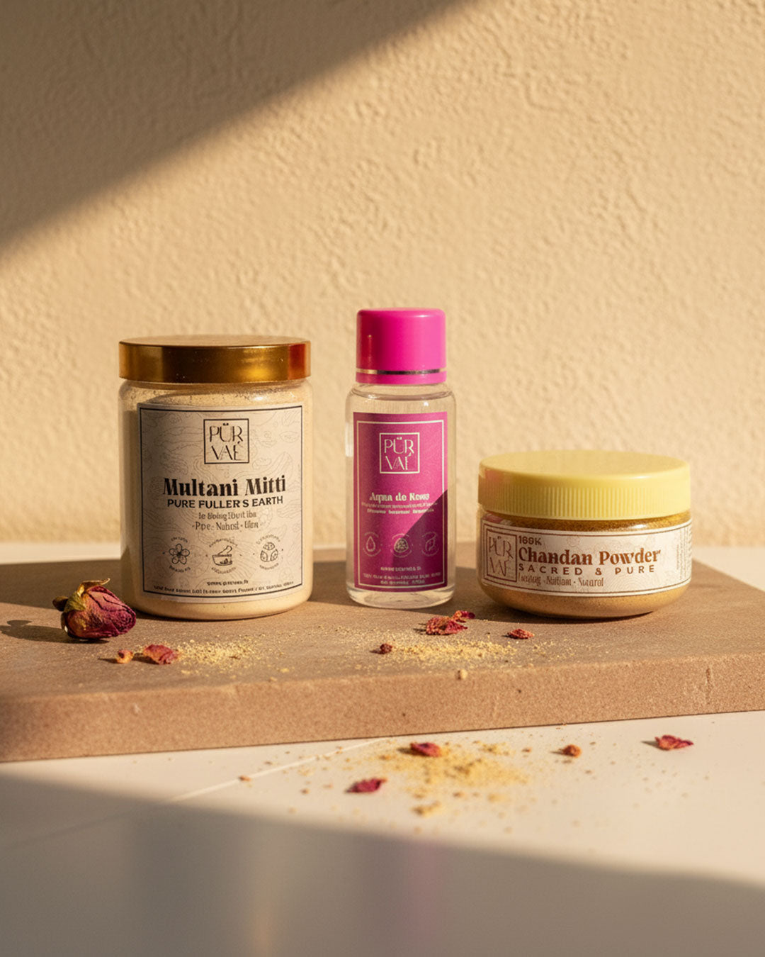 Purvae Ritual Lab | Multani Mitti, Sandalwood Powder & Rosewater Face Pack Collection