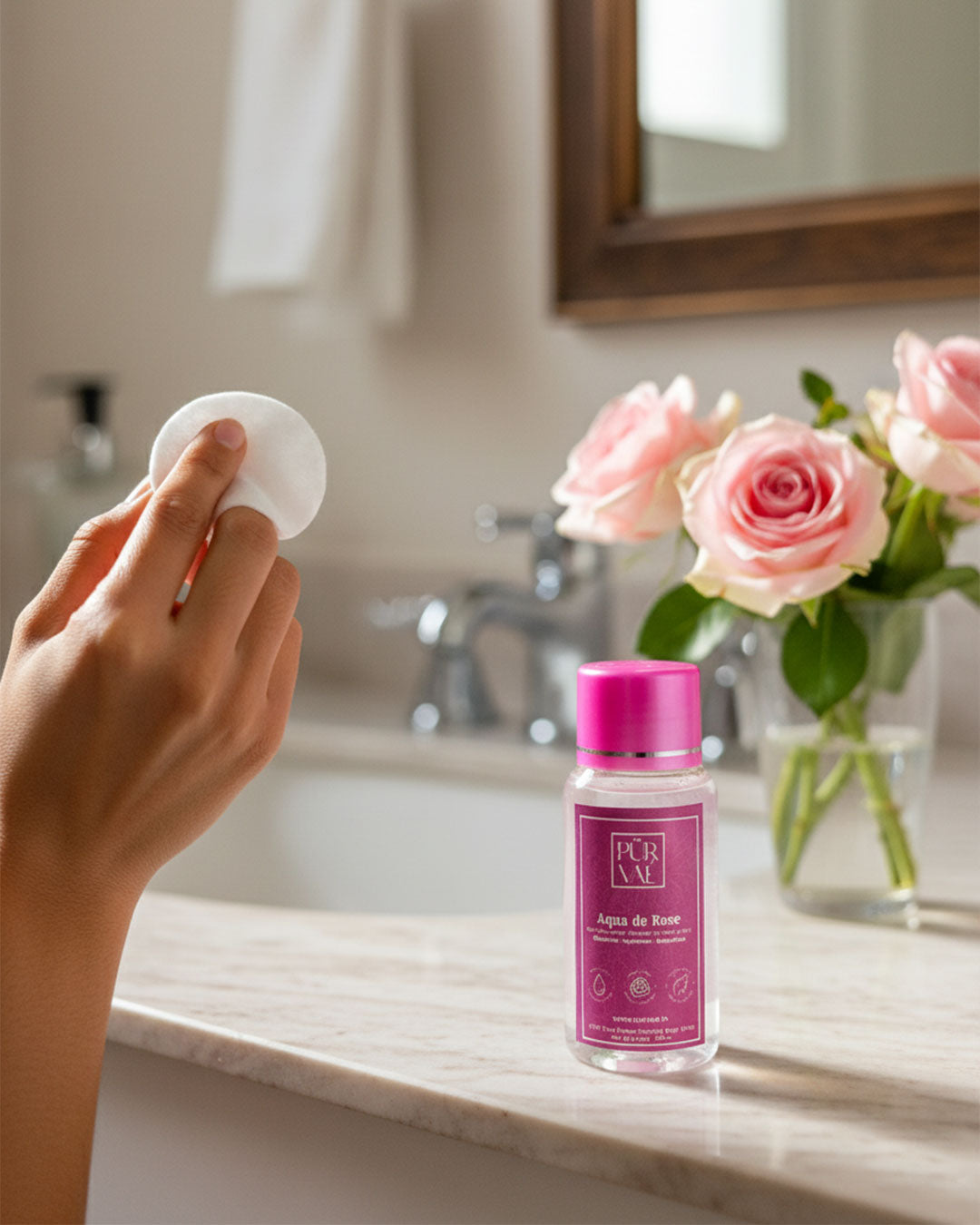 Purvae Aqua de Rose | 100% Pure Steam-Distilled Rose Water (100 ml, Natural Skin Toner & Cleanser)
