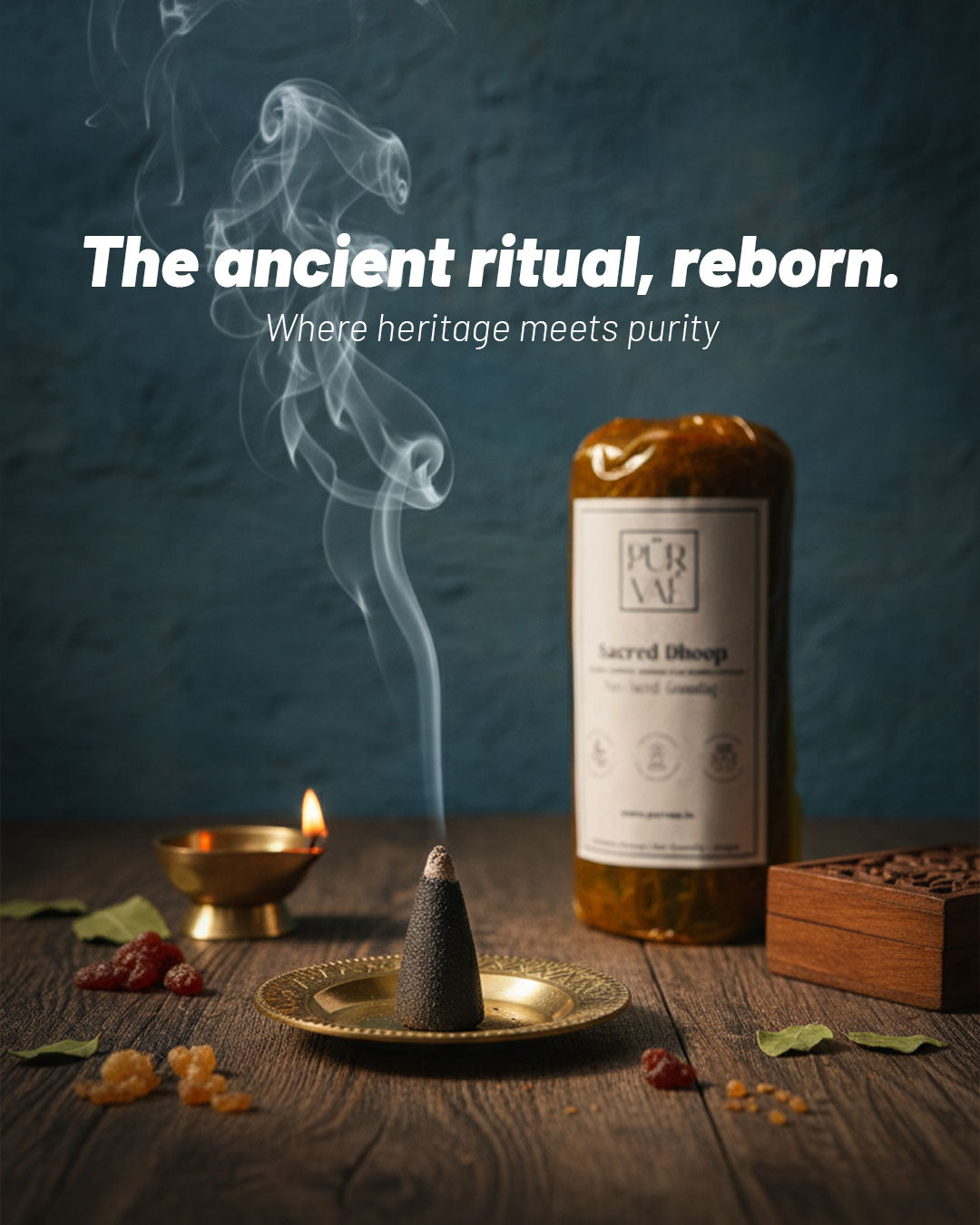 Purvae Sacred Dhoop | Pure Wet Dhoop Paste Log for Rituals & Purification