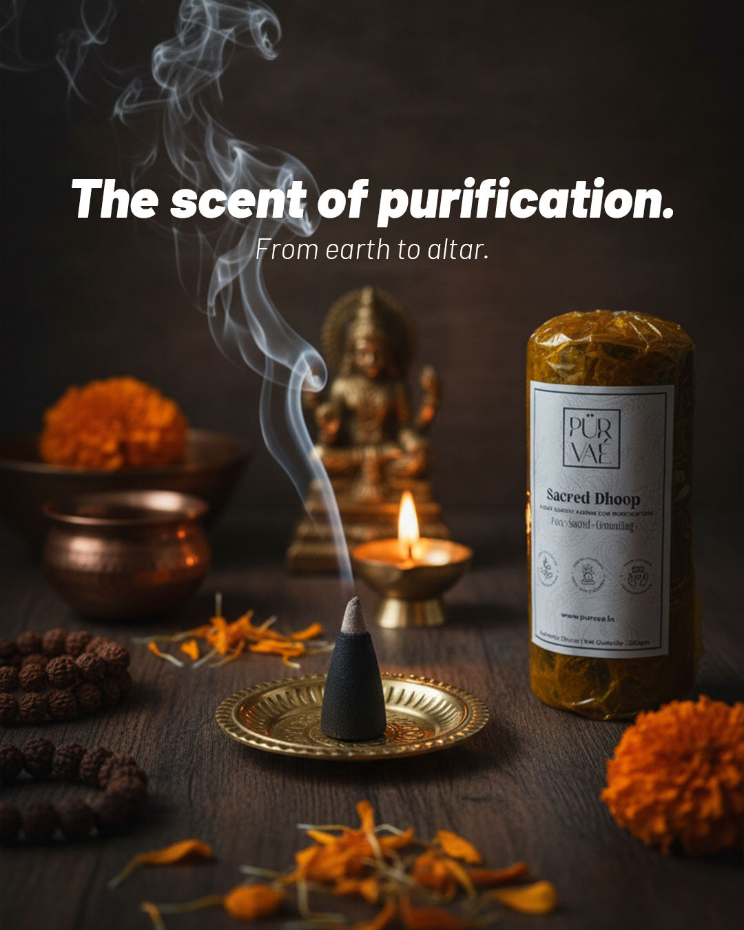 Purvae Sacred Dhoop | Pure Wet Dhoop Paste Log for Rituals & Purification