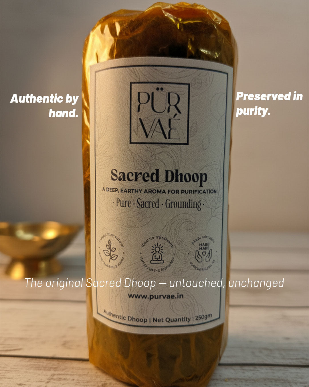 Purvae Sacred Dhoop | Pure Wet Dhoop Paste Log for Rituals & Purification