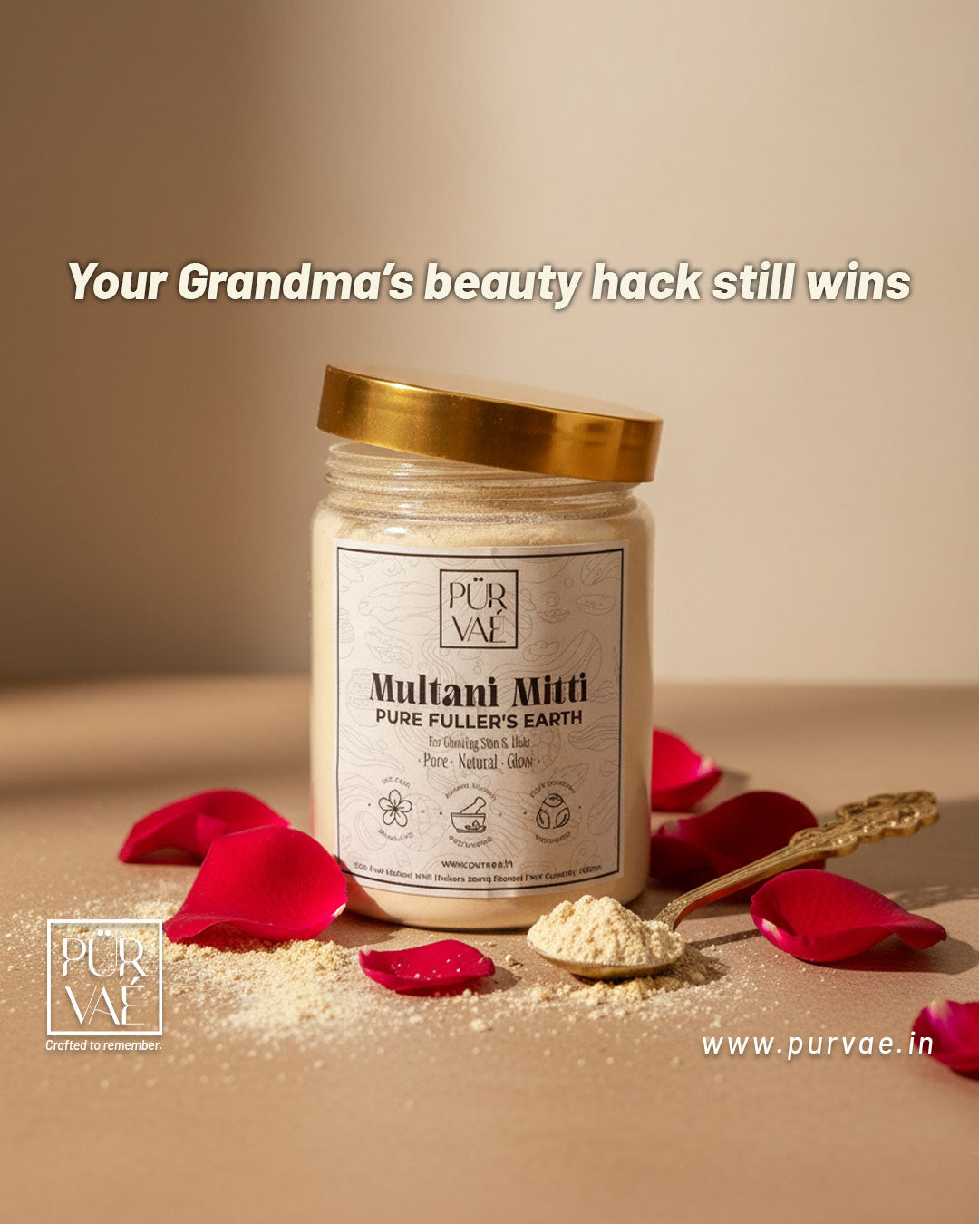Purvae Multani Mitti | Pure Fuller's Earth for Glowing Skin & Healthy Hair