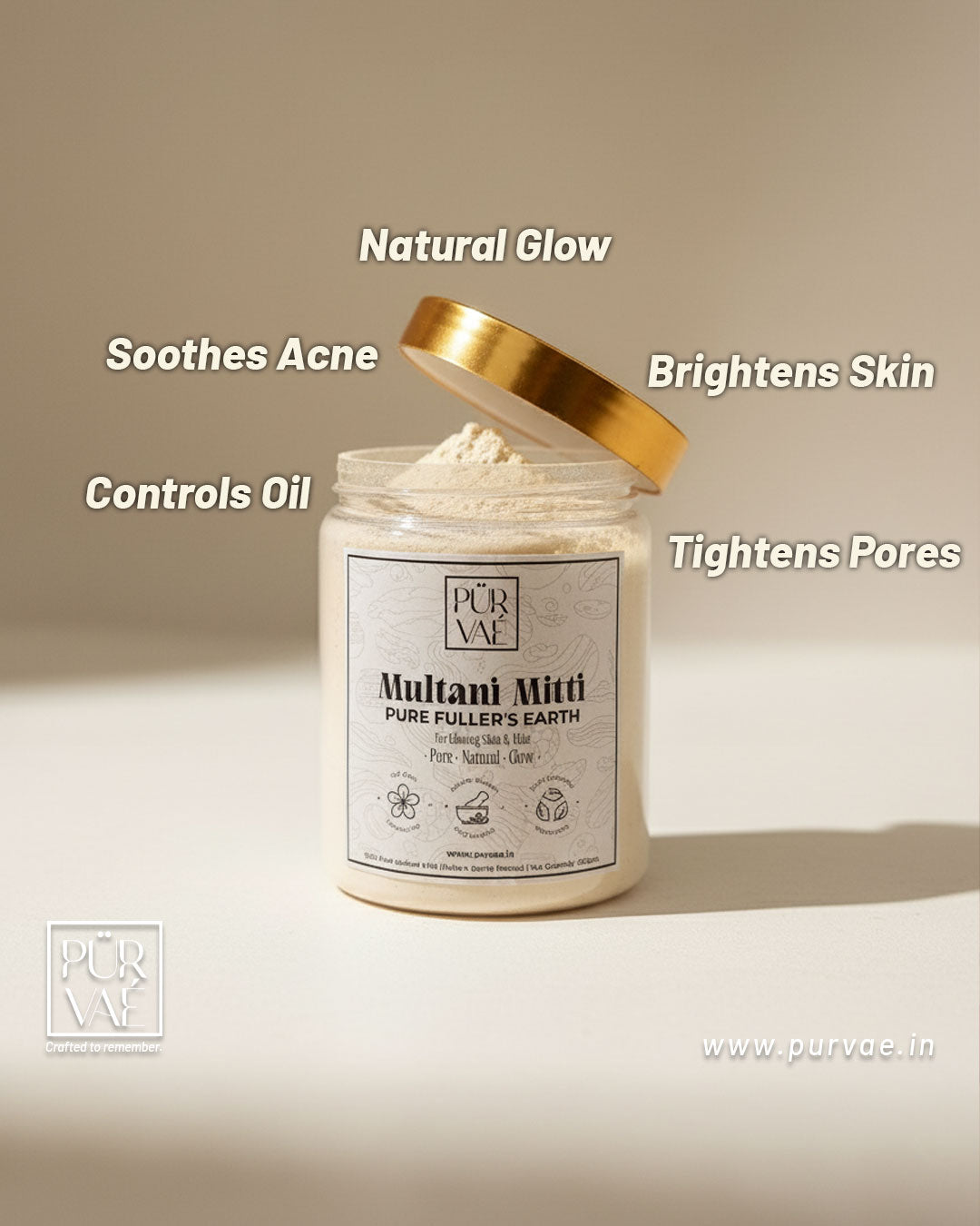 Purvae Multani Mitti | Pure Fuller's Earth for Glowing Skin & Healthy Hair