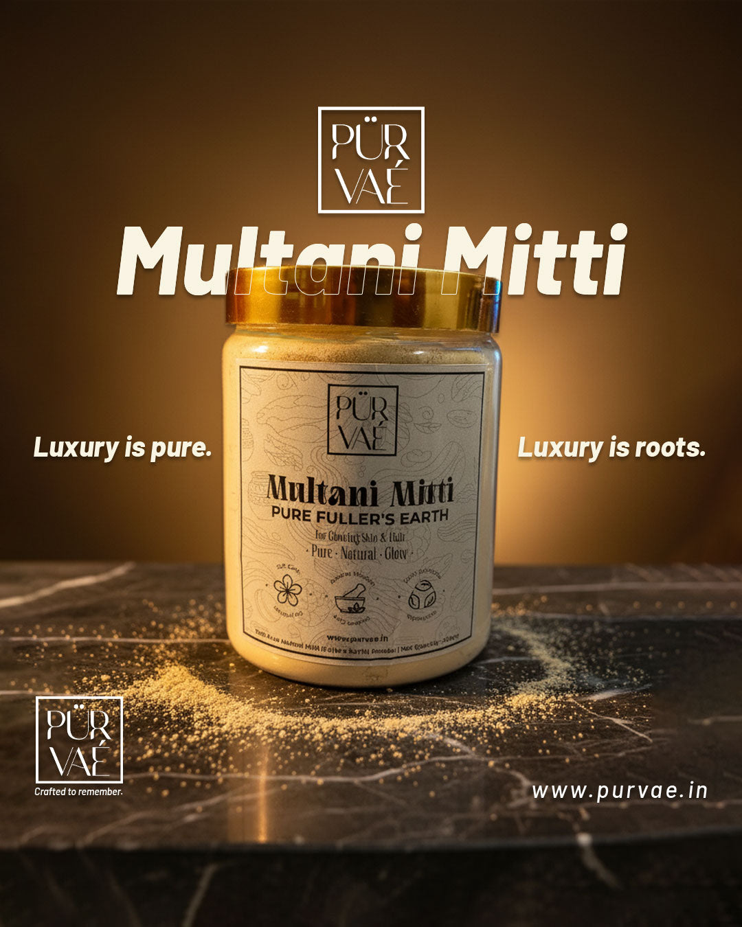 Purvae Multani Mitti | Pure Fuller's Earth for Glowing Skin & Healthy Hair