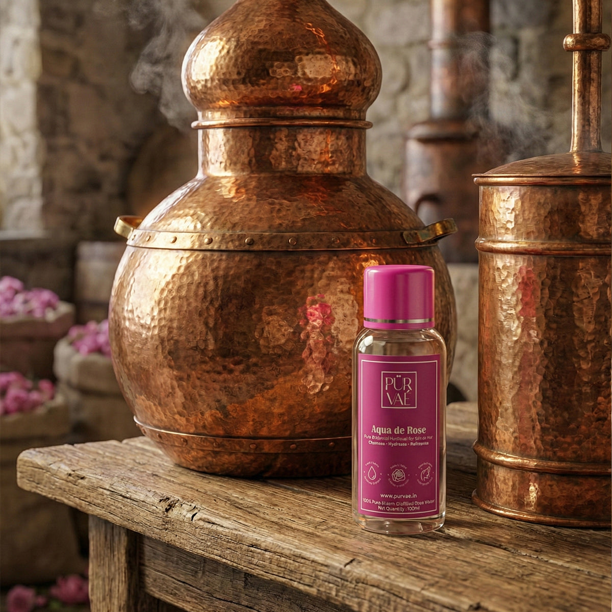 Purvae Aqua de Rose | Pure Steam-Distilled Rose Water