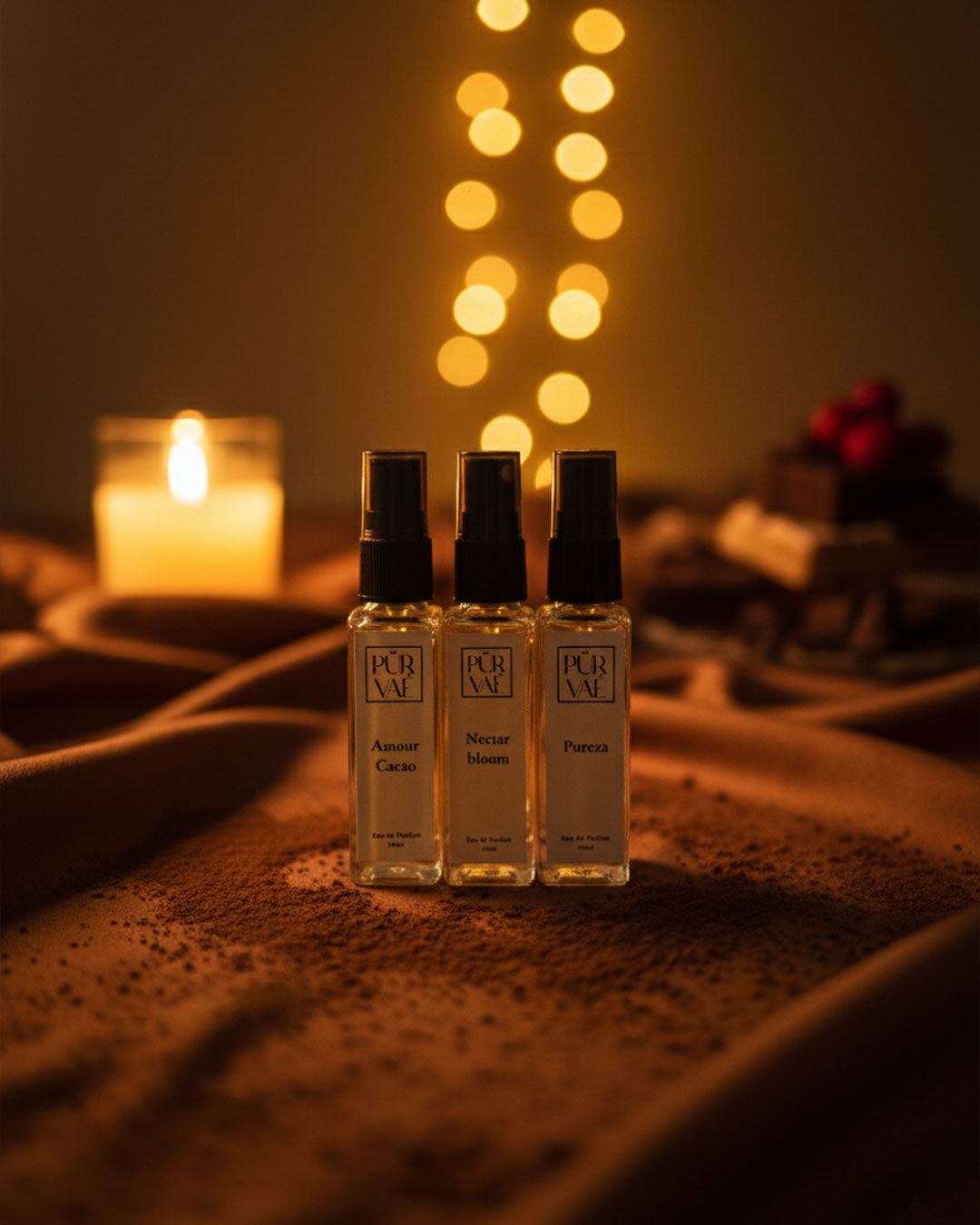 Purvae Cacao Luxe – Perfume Set of 3 (Gourmand Collectors) | Warm · Decadent · Cozy