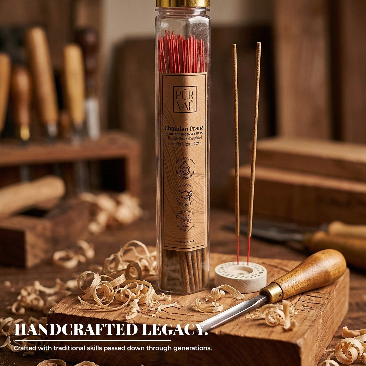 Purvae Chandan Prana | Heritage Incense Sticks (Natural Sandalwood, Long-Lasting)