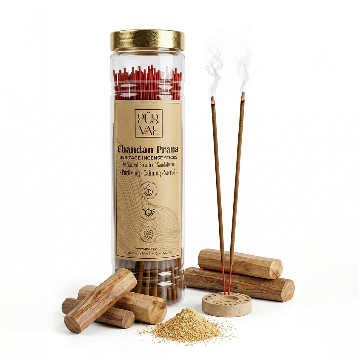 Purvae Chandan Prana | Heritage Incense Sticks (Natural Sandalwood, Long-Lasting)