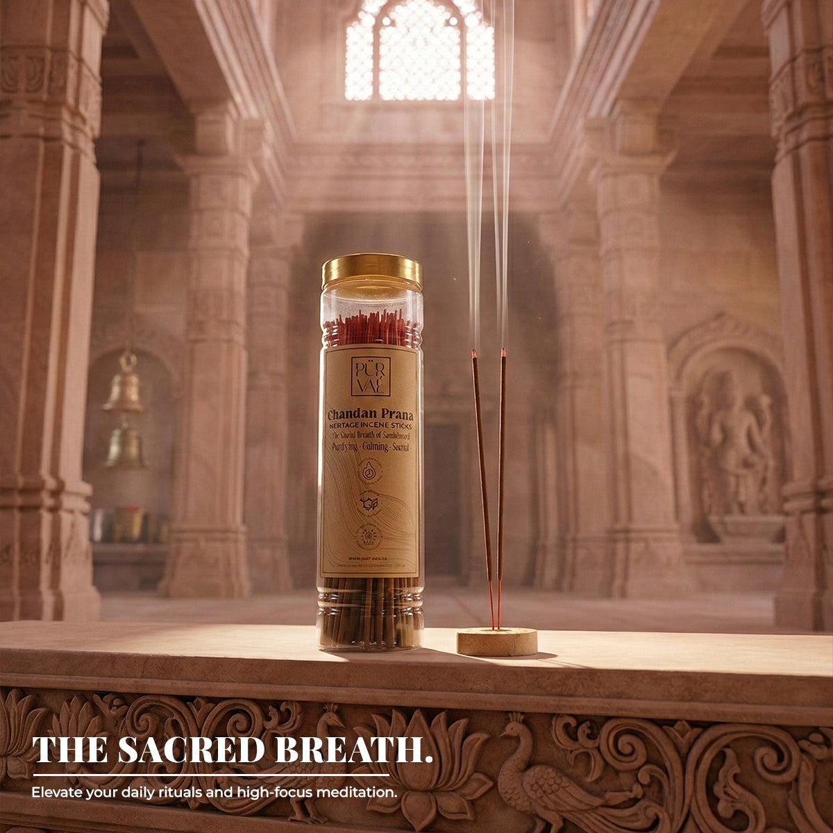 Purvae Chandan Prana | Heritage Incense Sticks (Natural Sandalwood, Long-Lasting)