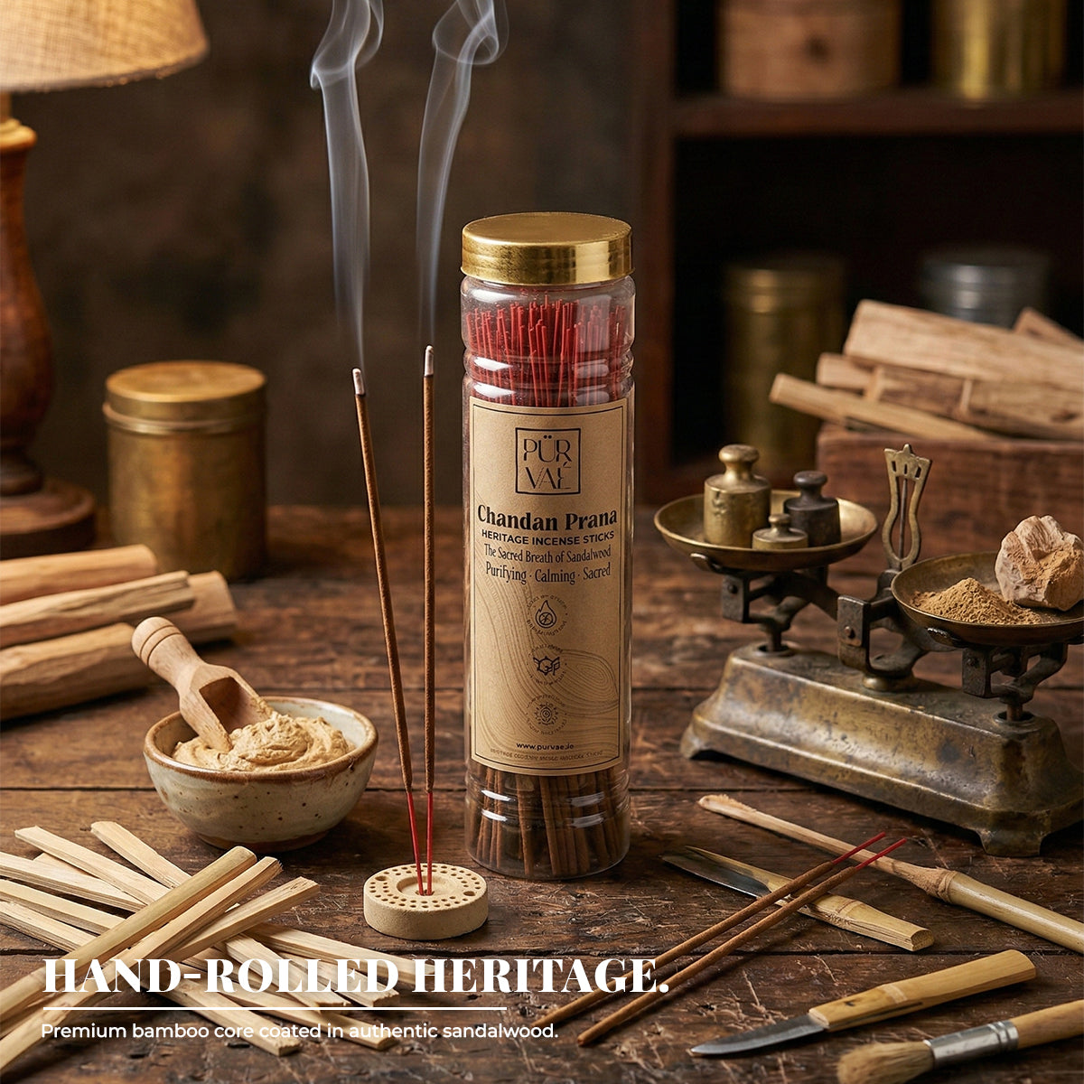 Purvae Chandan Prana | Heritage Incense Sticks (Natural Sandalwood, Long-Lasting)