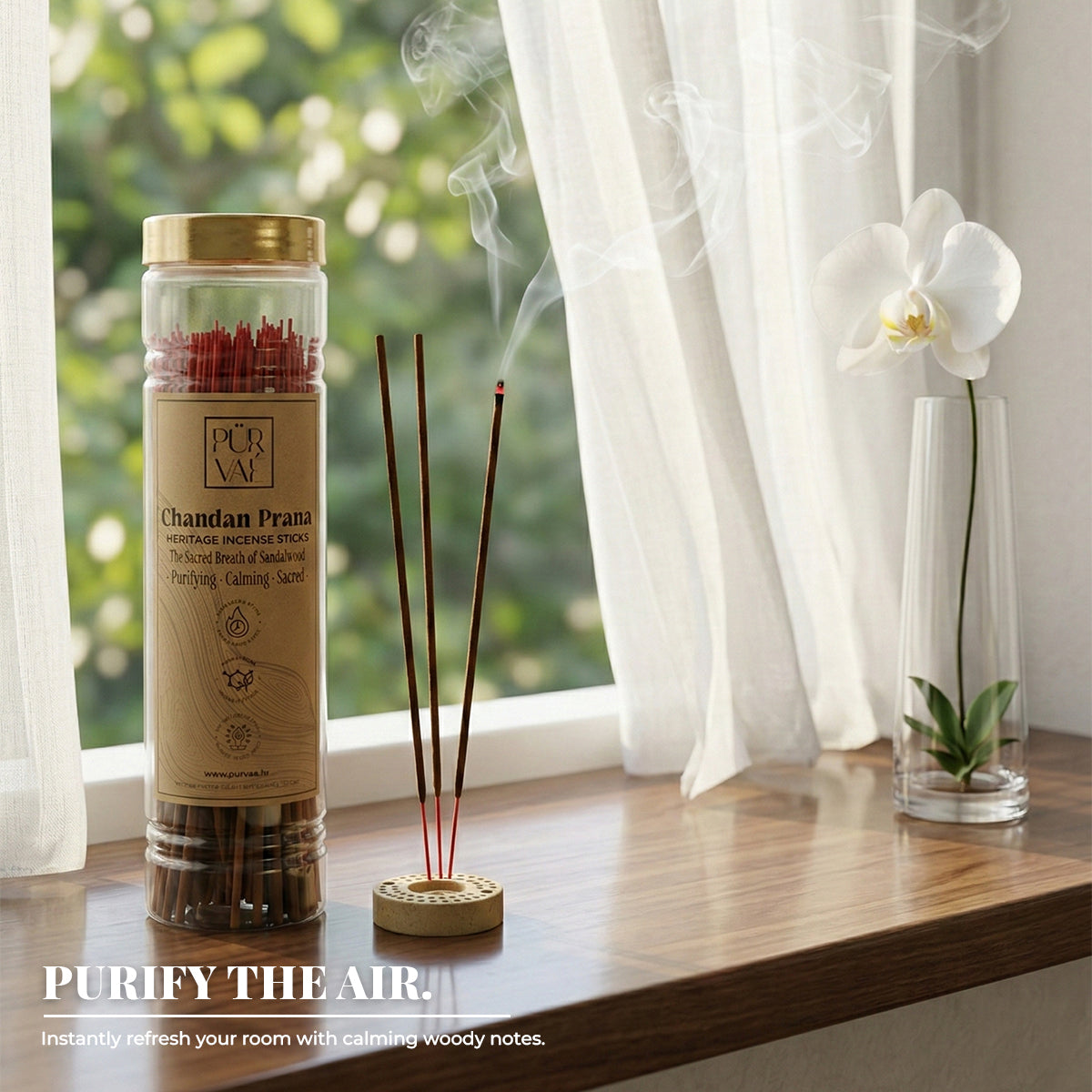 Purvae Chandan Prana | Heritage Incense Sticks (Natural Sandalwood, Long-Lasting)