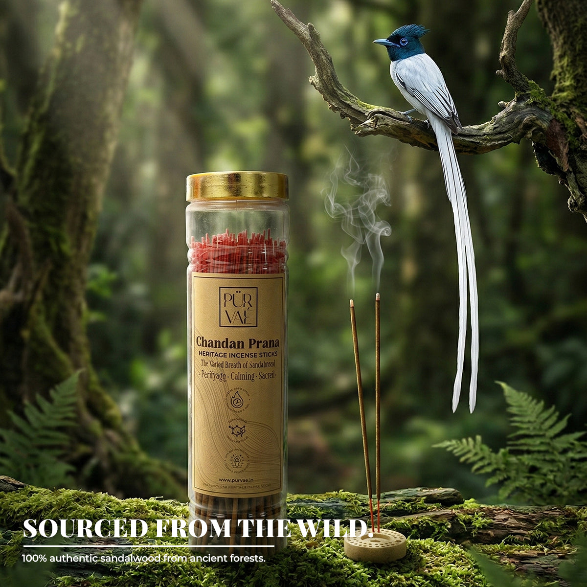 Purvae Chandan Prana | Heritage Incense Sticks (Natural Sandalwood, Long-Lasting)