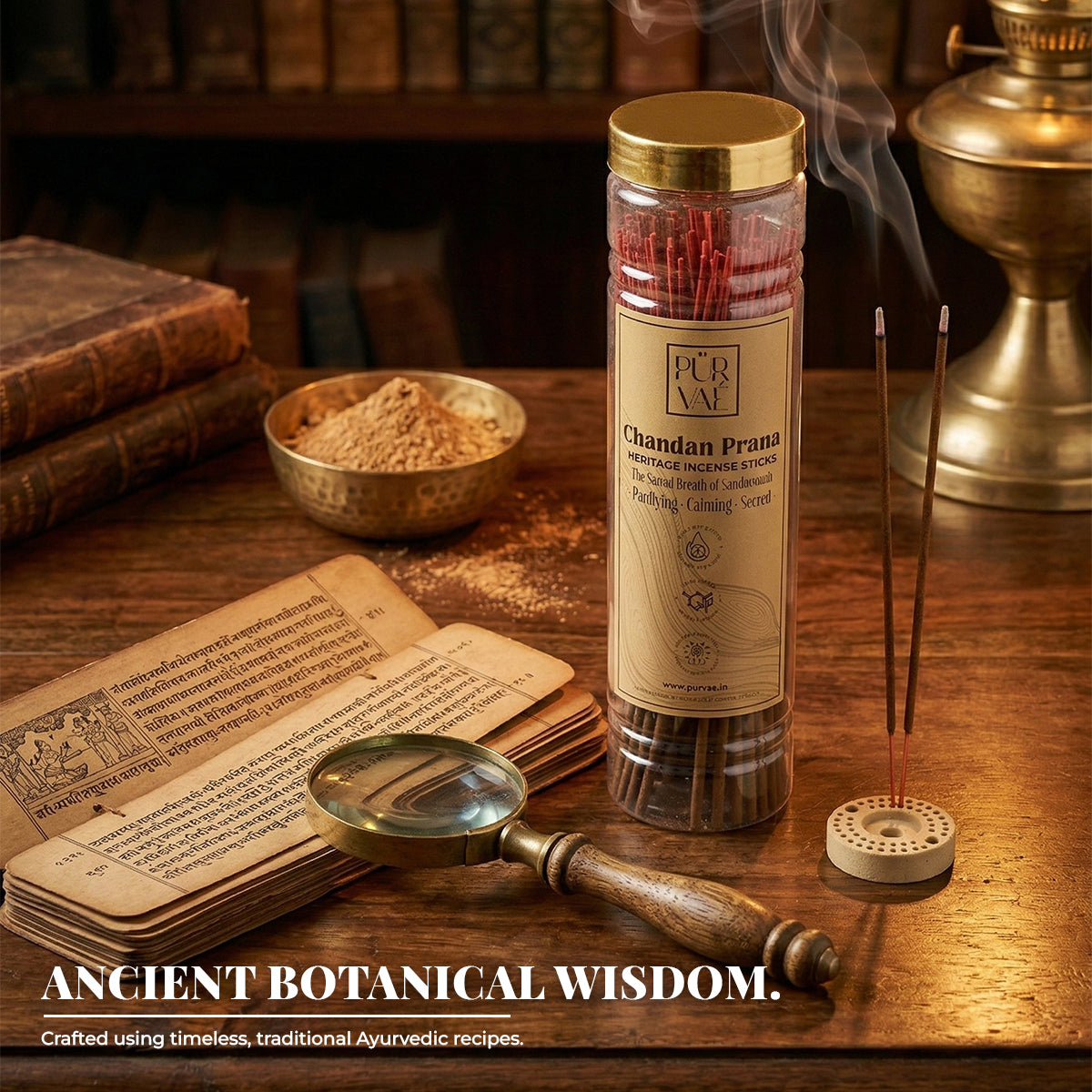 Purvae Chandan Prana | Heritage Incense Sticks (Natural Sandalwood, Long-Lasting)
