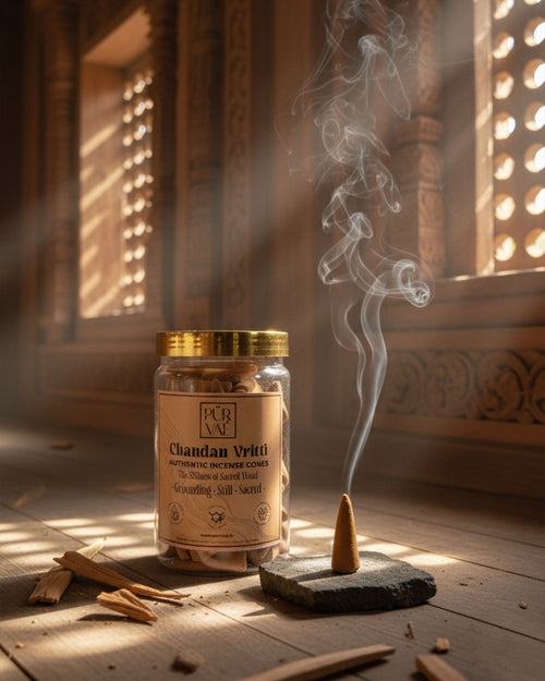 Purvae Chandan Vritti | Authentic Incense Cones (Natural Sandalwood Dhoop Cones, Long-Lasting)
