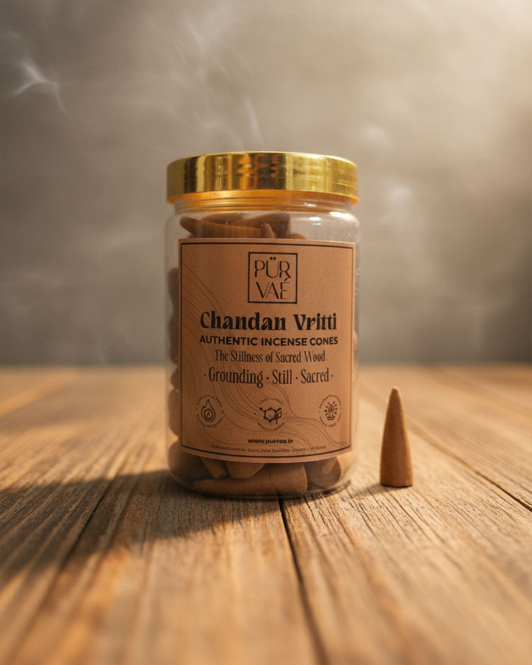 Purvae Chandan Vritti | Authentic Incense Cones (Natural Sandalwood Dhoop Cones, Long-Lasting)