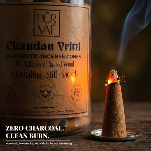 Purvae Chandan Vritti | Authentic Incense Cones (Natural Sandalwood Dhoop Cones, Long-Lasting)