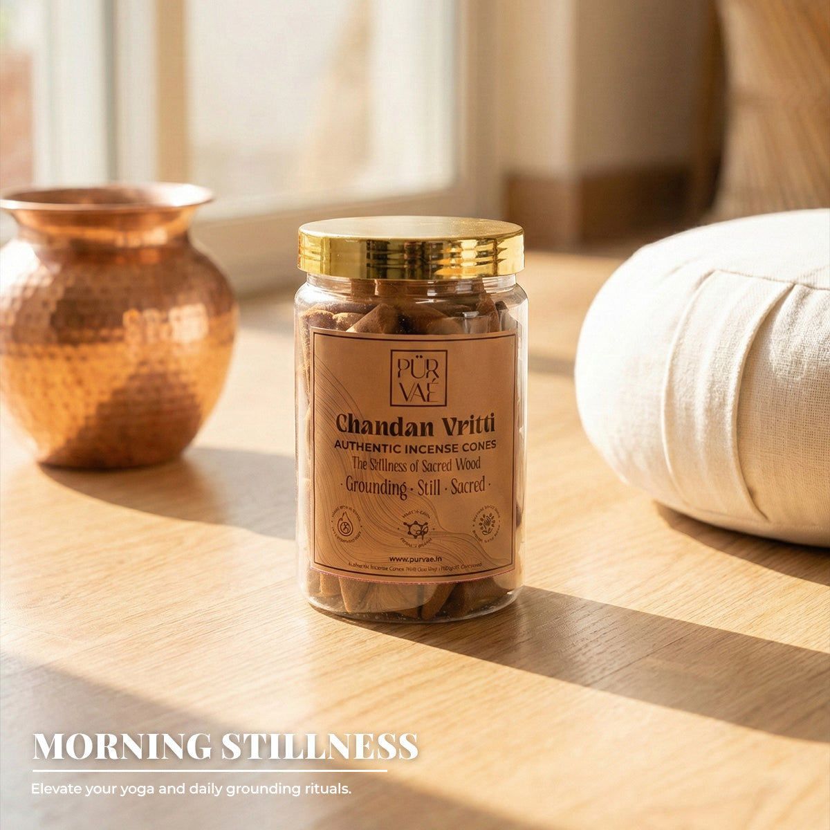 Purvae Chandan Vritti | Authentic Incense Cones (Natural Sandalwood Dhoop Cones, Long-Lasting)