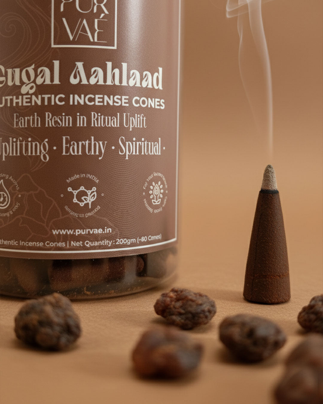 Purvae Gugal Aahlaad | Authentic Incense Cones (Natural Resin Dhoop Cones, Long-Lasting)