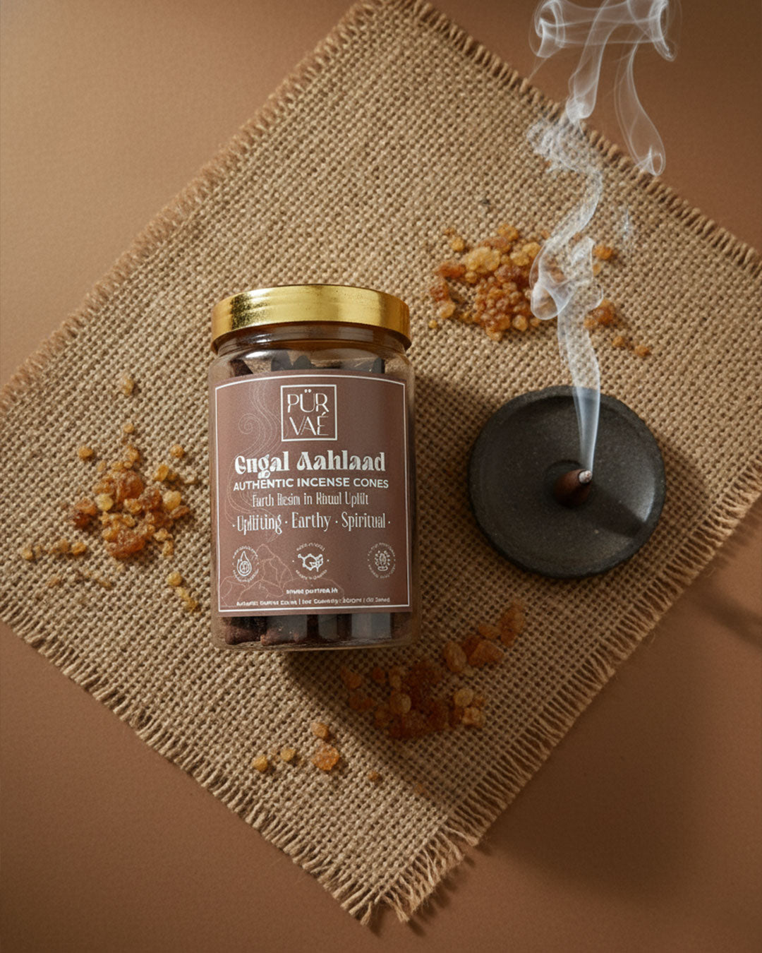 Purvae Gugal Aahlaad | Authentic Incense Cones (Natural Resin Dhoop Cones, Long-Lasting)