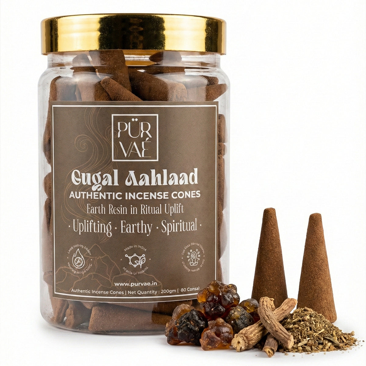 Purvae Gugal Aahlaad | Authentic Incense Cones (Natural Resin Dhoop Cones, Long-Lasting)