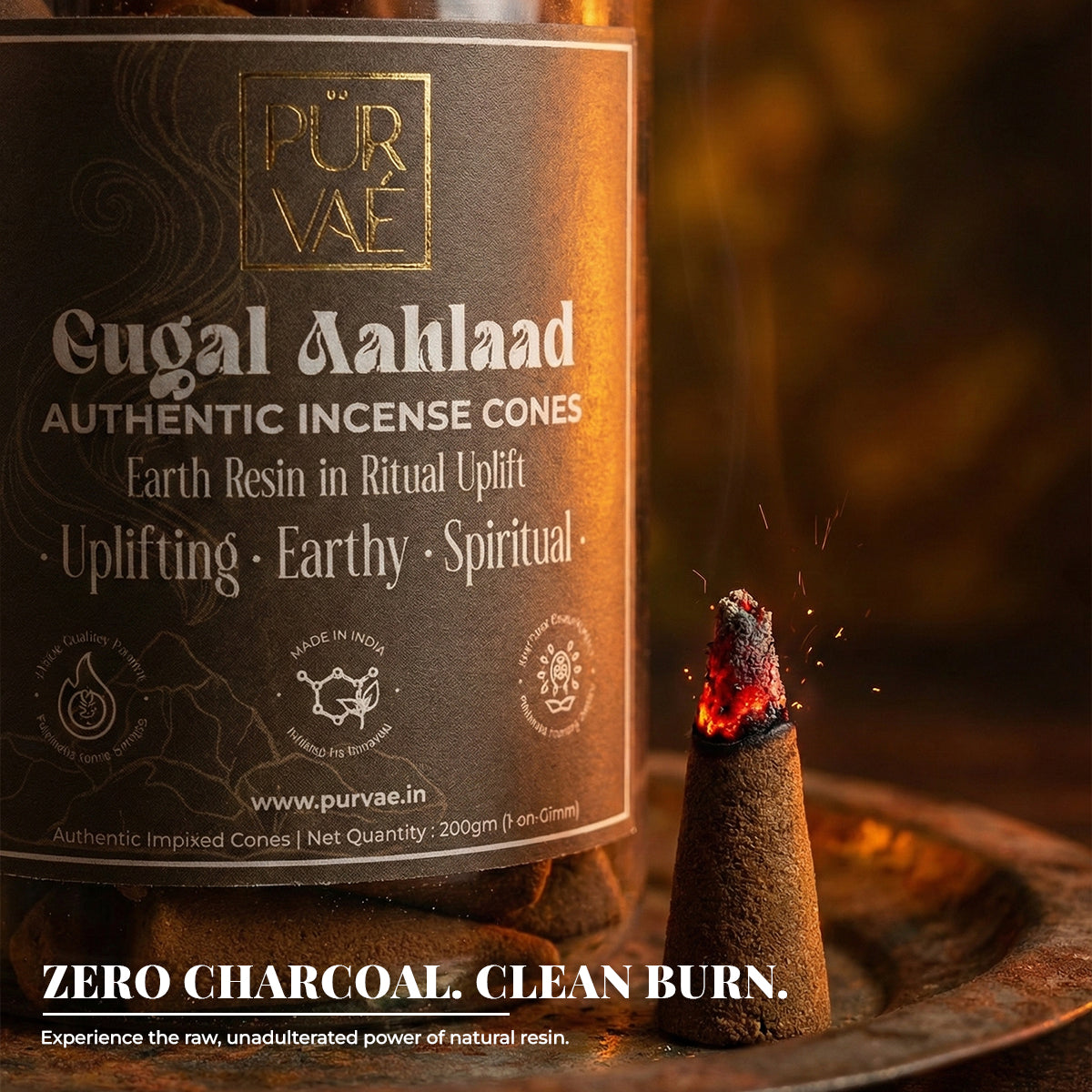 Purvae Gugal Aahlaad | Authentic Incense Cones (Natural Resin Dhoop Cones, Long-Lasting)