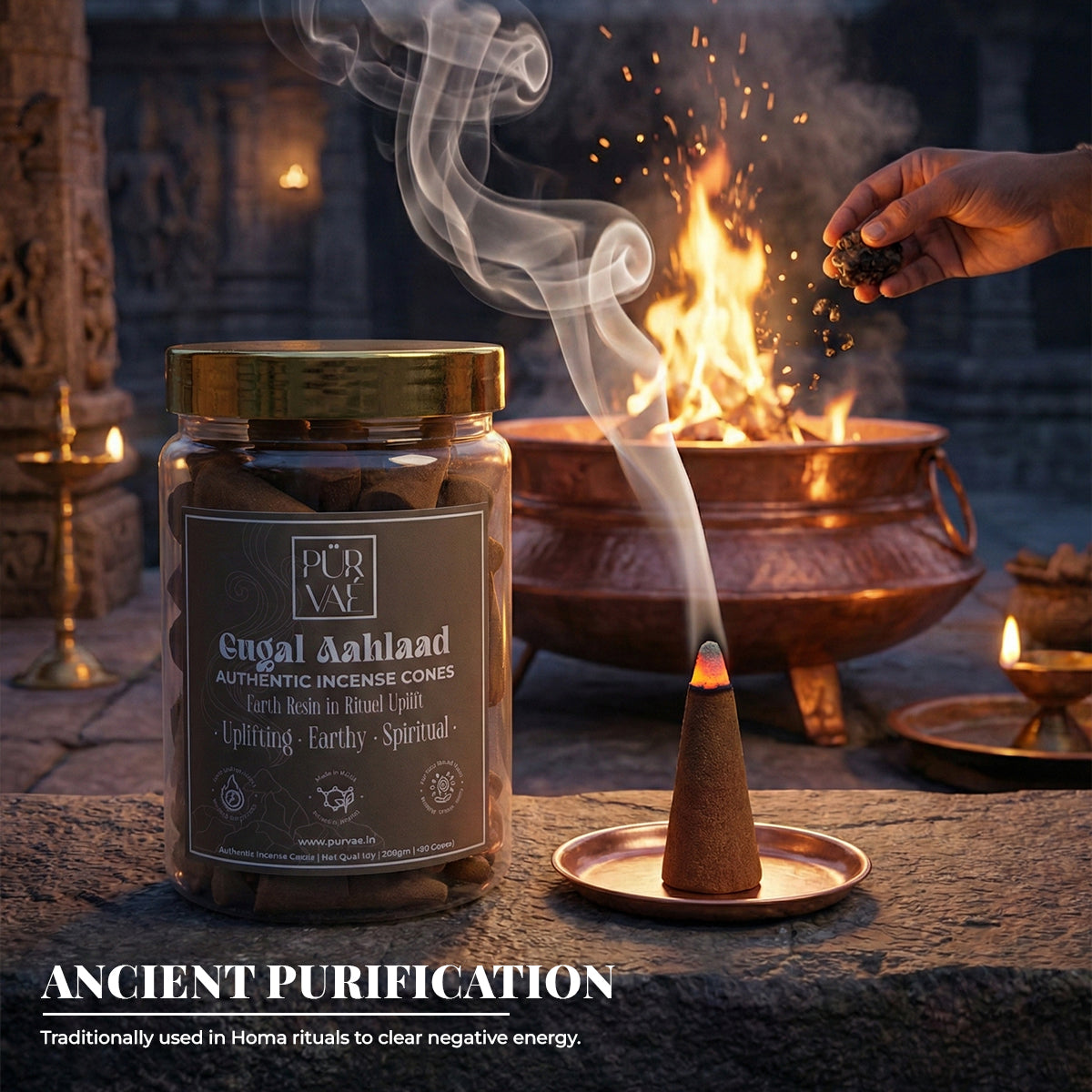 Purvae Gugal Aahlaad | Authentic Incense Cones (Natural Resin Dhoop Cones, Long-Lasting)