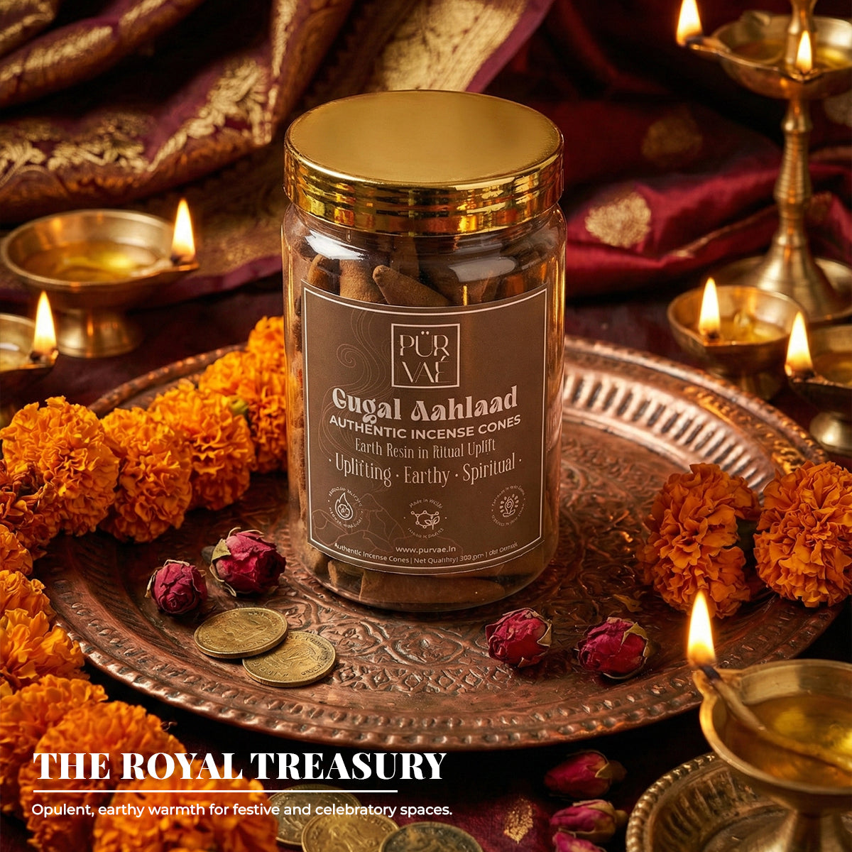 Purvae Gugal Aahlaad | Authentic Incense Cones (Natural Resin Dhoop Cones, Long-Lasting)