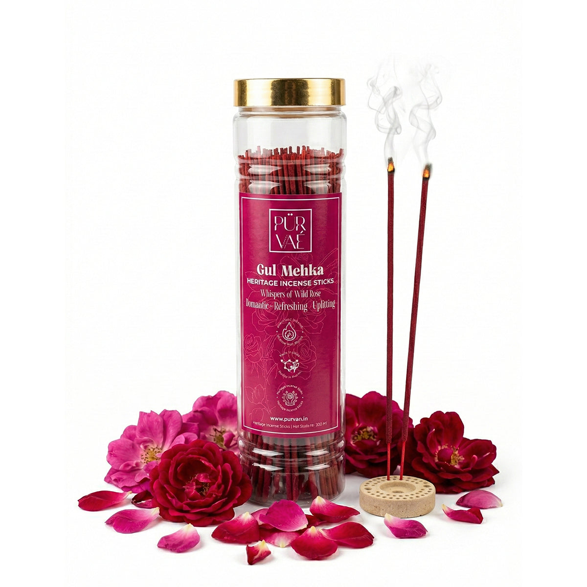 Purvae Gul Mehka | Heritage Incense Sticks (Wild Rose, Long-Lasting)