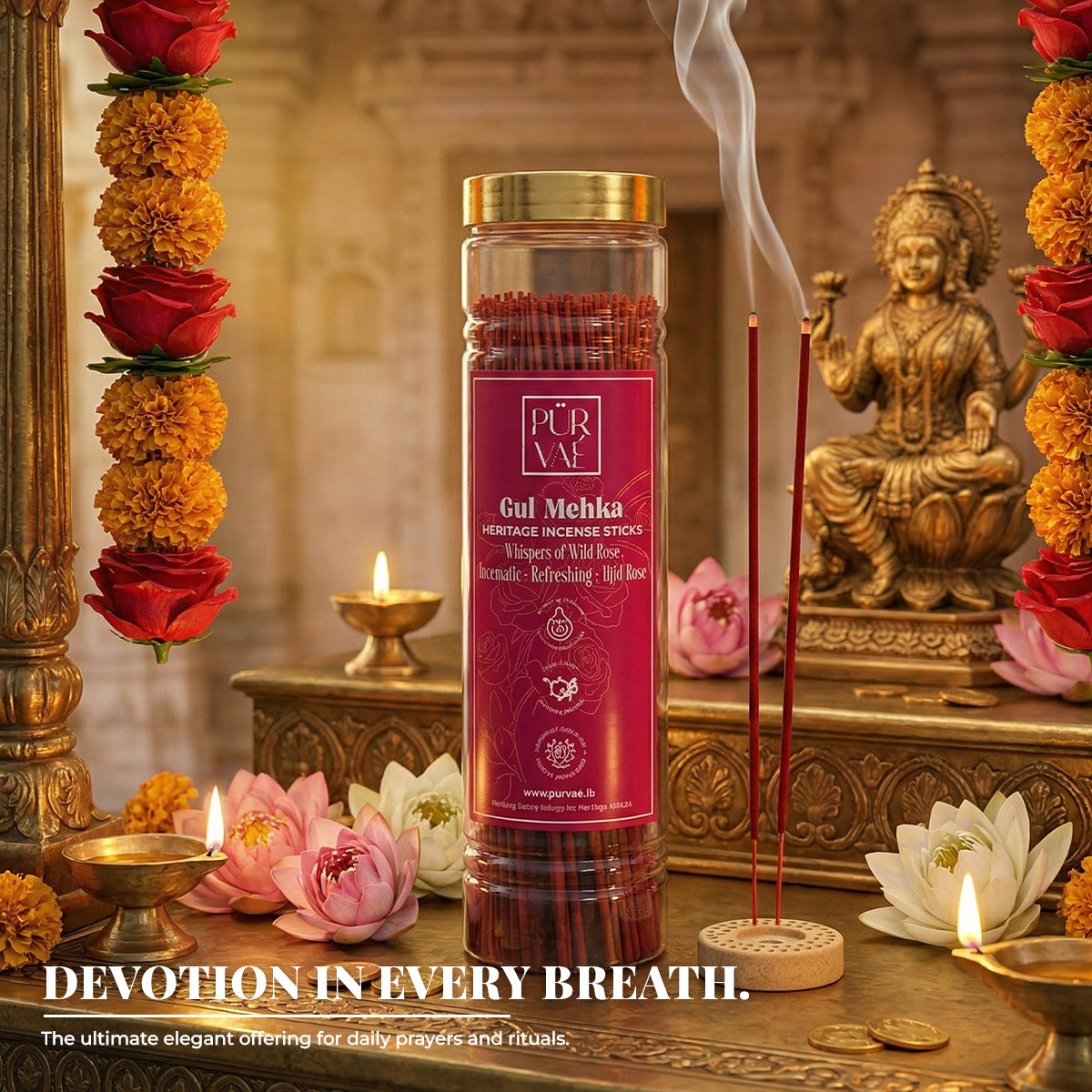 Purvae Gul Mehka | Heritage Incense Sticks (Wild Rose, Long-Lasting)