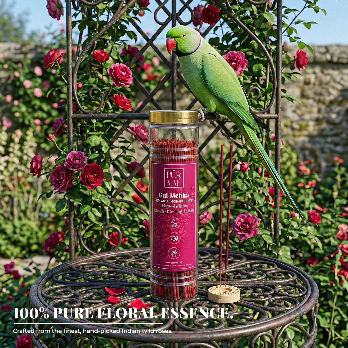 Purvae Gul Mehka | Heritage Incense Sticks (Wild Rose, Long-Lasting)