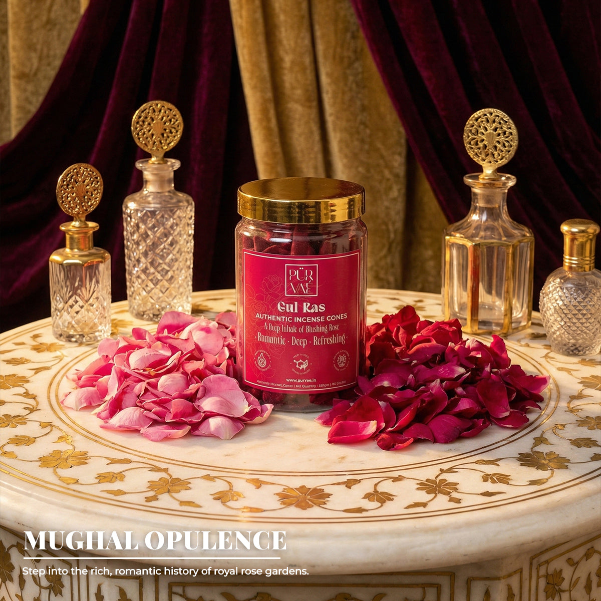 Purvae Gul Ras | Authentic Incense Cones (Natural Rose Dhoop Cones, Long-Lasting)