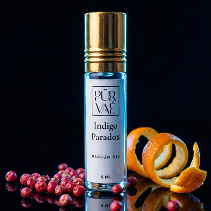Indigo Paradox – Saffron & Violet Parfum Oil Roll-On
