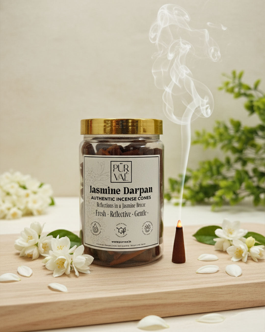 Purvae Jasmine Darpan | Authentic Incense Cones (Natural Jasmine Dhoop Cones, Long-Lasting)