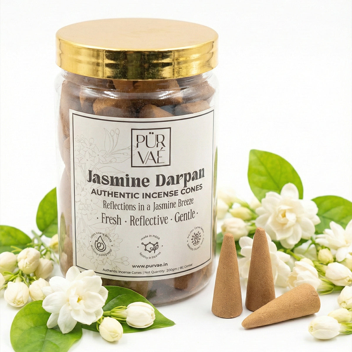 Purvae Jasmine Darpan | Authentic Incense Cones (Natural Jasmine Dhoop Cones, Long-Lasting)